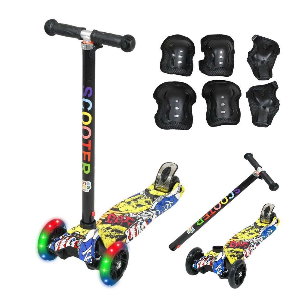 SCOOTER DESMONTABLE GRAFITI NEGRO EQUIPO DE SEGURIDAD