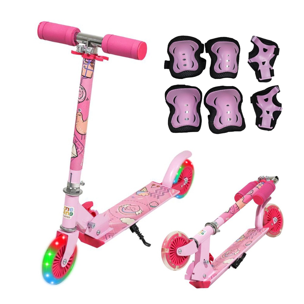 [KN-7208-PINK] PATIN DEL DIABLO CON LUZ LED ROSA EQUIPO DE SEGURIDAD