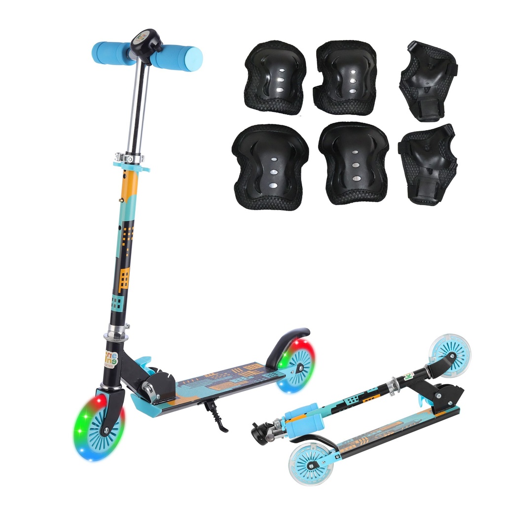 [KN-7208-BLUE-BLACK] PATIN DEL DIABLO CON LUZ LED AZUL Y NEGRO EQUIPO DE SEGURIDAD