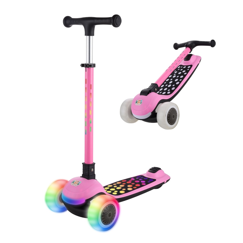 [KN-717R-PINK] SCOOTER PLEGABLE LUCES Y MUSICA ROSA