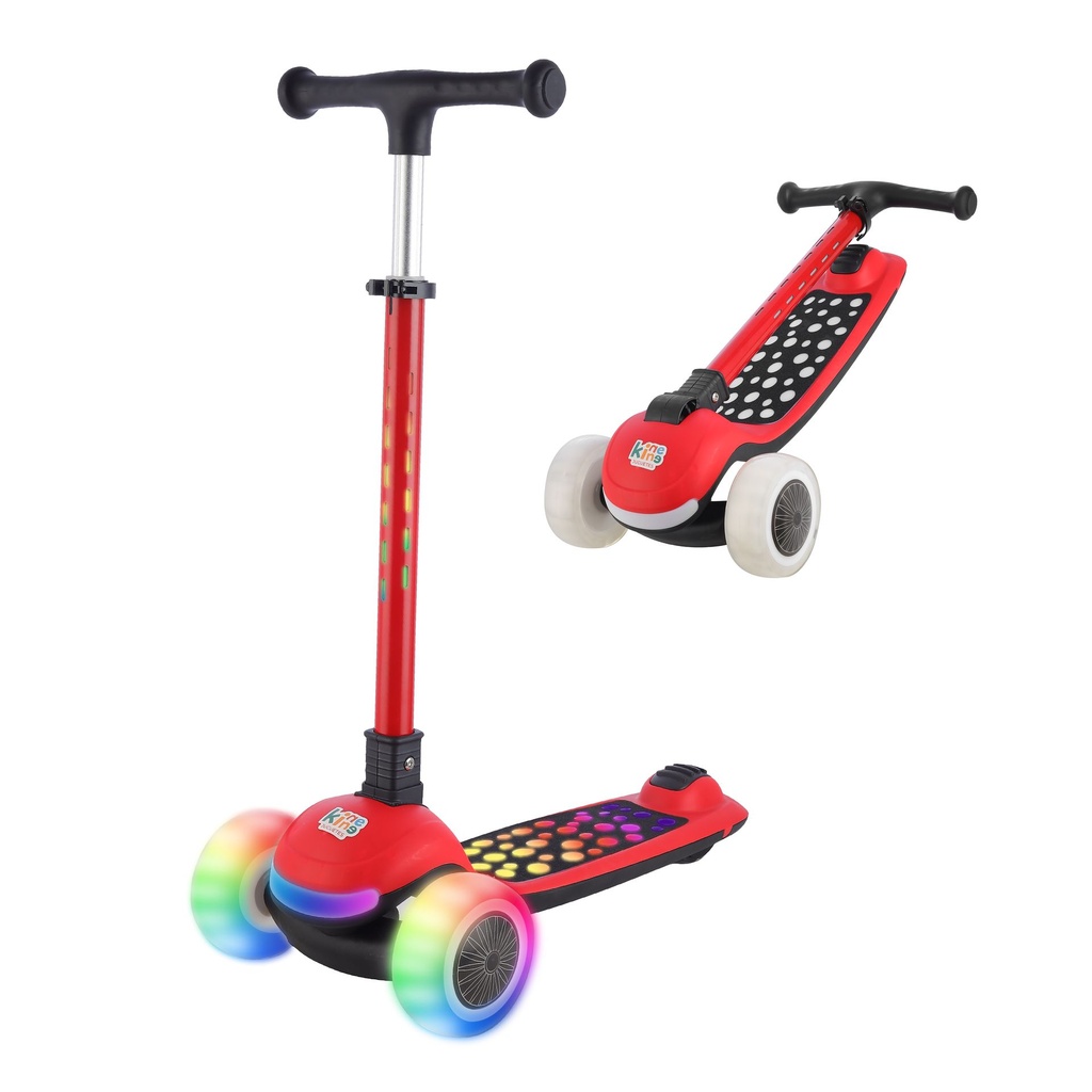 [KN-717R-RED] SCOOTER PLEGABLE LUCES Y MUSICA ROJO