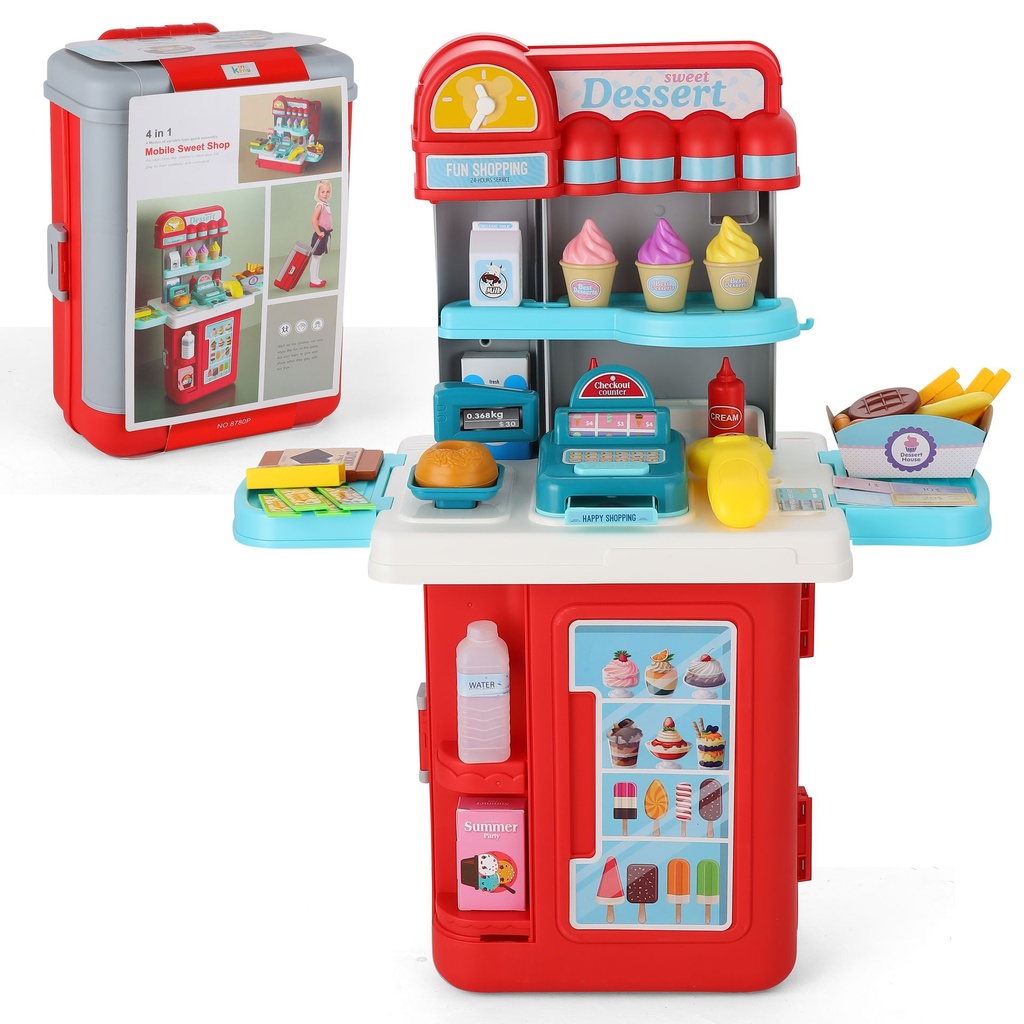 [KN-SM-8780P] JUGUETE SIMBOLICO MALETA TIENDA DE POSTRES 54 PZS